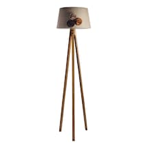 Düz 3 Ayak Tripod Lambader Abajur Avize Aydınlatma Ahşap Naturel Ağaç Country Dekor Lamba Diğer