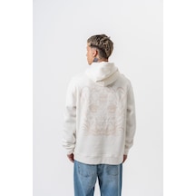 Respire Erkek Garden Baskılı Kapüşonlu Oversize Hoodie Ekru