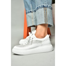 Fox Shoes S274048509 Beyaz Taşlı Kadın Spor Ayakkabı Sneakers Beyaz