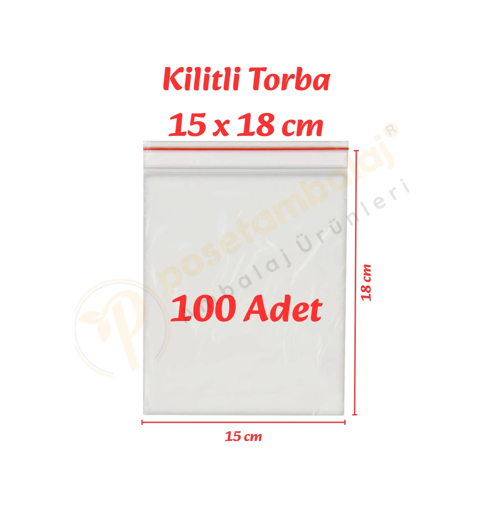 15x18 Cm. Kilitli Torba 100 Adet