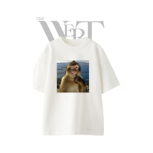 Thewert Winking Monkey Tasarım Baskılı Ünisex Beyaz Oversize T-shirt