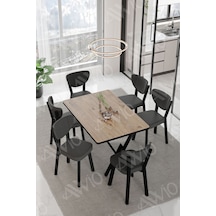 Avvio Vina Elma Sandalye 80x140 Yemek Masası Mutfak Masası 6 Kişilik Masa Sandalye Takım Akça