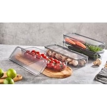Mina Organizer Plastik Raf, Şeffaf Füme Kapaklı 4 X 750 Ml, Füme