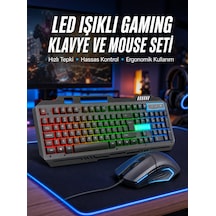 Işıklı Oyuncu Q Klavye Mouse Seti Siyah Gaming Oyuncu Klavye Yeni Nesil - Lisinya Diğer