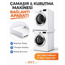İmt Aksesuar Çamaşır Makinesi Dolabı Çamaşır Ve Kurutma Makinesi Üst Üste Sabitleme Bağlantı Aparatı Beyaz