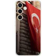 Samsung Galaxy S24 Uyumlu Dev Türk Bayrağı Baskılı Silikon Kılıf Renkli