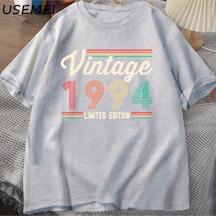 Flood Of Style 30 Yaşındaki Hediyeler T-shirt Erkekler Pamuk Kısa Kollu Tshirt Doğan 1994 Vintage 30th Doğum Gri
