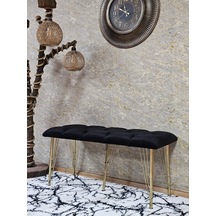 Zafir Metal Gold Tel Ayaklı 100 Cm Puf Bench - Puf - Bench - Oturak - Mutfak Oturağı - Antre Oturağı Siyah