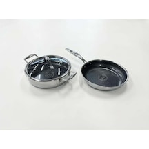 Profesyonel Hibrit Paslanmaz Çelik Karnıyarık Ve Tava 3x Seramik Kaplama 24 Cm Gri Profesyonel Hibrit Paslanmaz Çelik Karnıyarık Ve Tava 3x Seramik Kaplama 24 Cm Gri