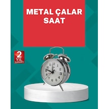 Dekoratif Gümüş Işıklı Alarmlı Masa Saati Sessiz Mekanizma 45416035