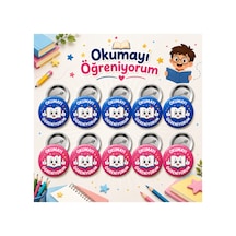 Okumayı Öğreniyorum 58 Mm İğneli Rozet 10 Adet - Öğrenci Başarı Ve Motivasyon Rozeti Çok Renkli