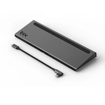 Bix BX12HB Type-C to HDMI VGA Display Port RJ45 3.5mm Aux Jack PD USB 3.0 Kart Okuyuculu Docking Station