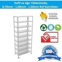 Raf Burada  9 Katlı Galvaniz Çelik Raf - Depo, Arşiv, Kiler, Dosya, Market Rafı-31x60x250 cm- 0.70 mm