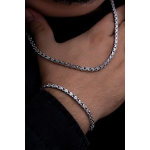 Pullu Model Kolye Bileklik Çelik Set - Sevgiliye - Eşe - Babaya - Arkadaşa Çelik Hediye Set Beyaz