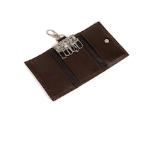 Newish Polo Hakiki Kuzu Derisi Soft Doku Kancalı Çoklu Anahtarlık - New080 Kahverengi