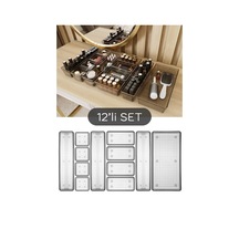 Meleni Home Modüler Çekmece İçi Düzenleyici Set 12'li  Siyah