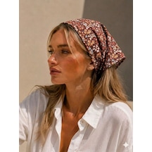 Kadın Bandana %100 Pamuk Yakmaz-terletmez-kaymaz Yazlık Bandana Fular Kahverengi