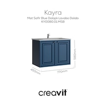 Creavit Kayra Mat Safir Blue Kapaklı Lavabo Dolabı 80cm Mavi