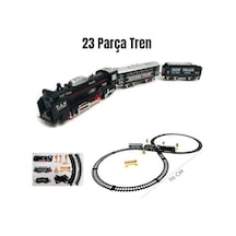 / 23 Parça Işıklı Klasik Tren Seti 96cm 3 Farklı Ray Modeli Pilli Retro Tren Raylı Oyuncak Full Fonksiyon Çocuklar İçin Eğitici