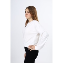 Toontoy Kız Çocuk Düşük Omuz Gazeli Okul Sweatshirt Ekru