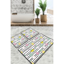 Catinus Cactus Banyo Halısı Djt 3 Lü Set, Banyo Halısı , Banyo paspası yıkanabilir Çok Renkli