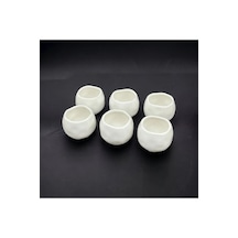 6 Lı Beyaz Porselen Boncuklu Oval Sunumluk Kase Sosluk Reçellik
