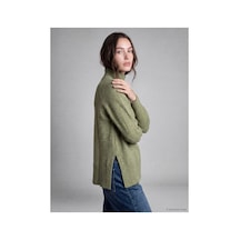 LC Waikiki Alıta Cıty Farkıyla Lcw Modest Yeşil Triko Düz Oversize Kadın Tunik Yesil - 931191194 Yesil