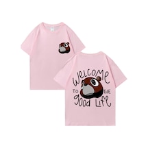 Flood Of Style Rapçi Kanye West Mezuniyet Bea Iyi Hayat Baskı T Shirt Erkek Kadın Vintage Tee Hip Hop Street Pembe