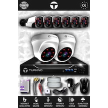 Turkno 8 Kameralı Pania 2 İç Kamera Set HDD'siz Full HD Gece Görüşlü Güvenlik Kamerası Sistemi