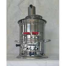 Krom Odunlu Kömürlü Çift Musluklu 2.5 L Semaver Inox