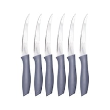 Sebze Ve Meyve Bıçağı, Çelik, Gri, Lazer Kesim Tırtıklı Uç, 22 Cm, 6 Adet Çok Renkli