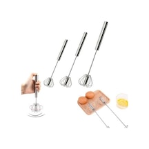 Yasammerkezi Ev Için 3 Adet Paslanmaz Çelik Yarı Otomatik Çırpma Blender, El Çırpma Teli - Yumurta Çırpı Ahşap