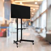 Alpin TV/Fuar Standı Bilgisayar Askı Aparatlı Metal Ayaklı Tekerlekli TV Sehpası/Ünitesi