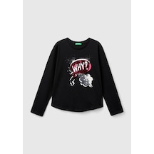 Benetton Kız Çocuk Uzun Tshırt Çocuk Sweatshirt Siyah Benetton Kız Çocuk Uzun Tshırt Çocuk Sweatshirt Siyah