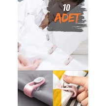 10 Adet Mandallı Yorgan Sabitleme Klipsi Yorgan Kaymasını Önleyen Mandallı Klips Plastik Beyaz Diğer