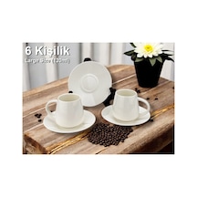 6 Kişilik 120ml Büyük Boy Sade Porselen Türk Kahvesi Fincanı Takımı Beyaz