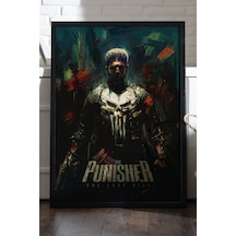 Punisher Siyah Ahşap Çerçeveli Poster, Dekoratif Film Duvar Tablosu