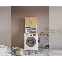 Bone 2 Kapaklı 7 Bölmeli Çamaşır Makinası Dolabı Beyaz