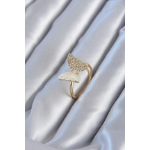 Gold Renk Zirkon Taş Detay Pirinç Kadın Yüzük - Tj-byk2815 Çok Renkli