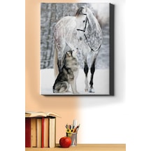Webstyle Sayılarla Boyama Seti Kasnaklı Benekli At Ve Kurt 40 X 50 Cm