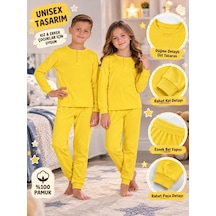 Elmas Kids Elmp Fitilli Kumaş Sarı %100 Pamuk Unisex Çocuk Pijama Takımı 1-9 Yaş 3021-4024 Renkli