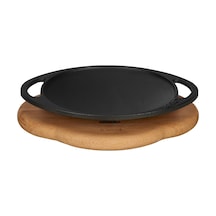 Lava Döküm Saç Kavurma Tavası, Metal Kulplu ve ahşap altlıklı. Ça
