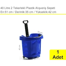 2 Tekerlek Plastik Alışveriş El Sepeti 40 Litre Mavi 1 Adet / En:51 Boy:35 Yükseklik:42 Cm