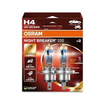 Osram H4 Night Braker 220 Ampul, 12v,%220 Fazla Işık, 2'li Paket