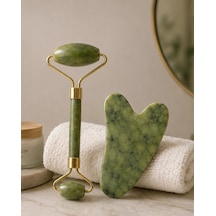 Buğz Jade Roller Ve Gua Sha Taşı Yüz Bakım Masaj Seti