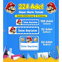 Okul Kreş Kişiye Özel İsim Etiket Seti Mario Temalı - Model 76 Çok Renkli