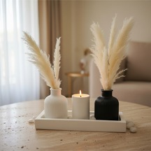 4'lü Pampas Vazosu Ve Mumluk Seti Mum Hediyeli Premium Set - Dekoratif Set - Pinterest - Bohem - İskandinav Tarzı - Vazo - Dekoratif Vazo - Obje - Biblo - Heykel - Hediyelik - Dekor Obje