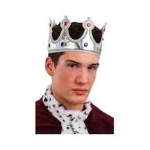 Kral - 802 - Tacı Gümüş Renk Kumaş Malzeme - Edntrend - Yetişkin Boy