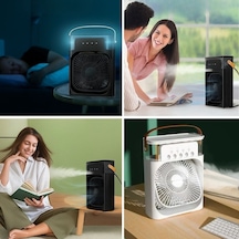 Taşınabilir 3 Farklı Mod Ayarlı 7 Farklı Led Işıklı Sulu Soğutmalı Taşınabilir Masaüstü Usb Fan Vantilatö