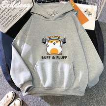 Startmore Beyaz Hamster İlkbahar Sonbahar Kawaii Grafik Harajuku Unise Gri